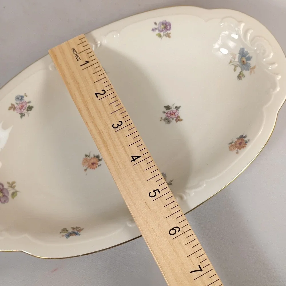 VTG Royal Bayreuth Royal Tettau Germany U.S. Zone Cream Floral Oval Serving Dish
